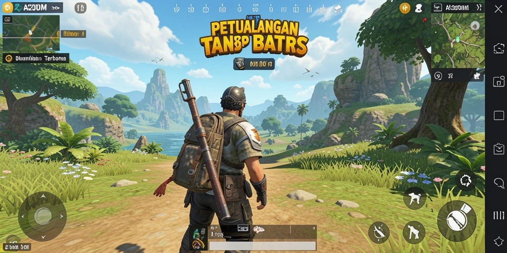 Tangkapan layar A200M menampilkan petualangan seru dalam dunia terbuka.