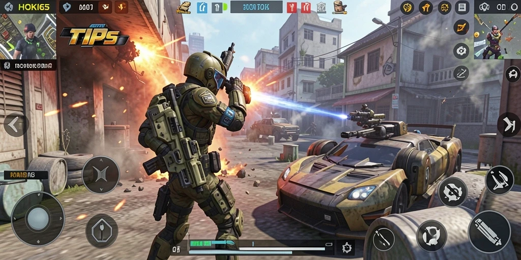 Tangkapan layar gameplay HOKI65 dengan aksi tembak-menembak yang intens.
