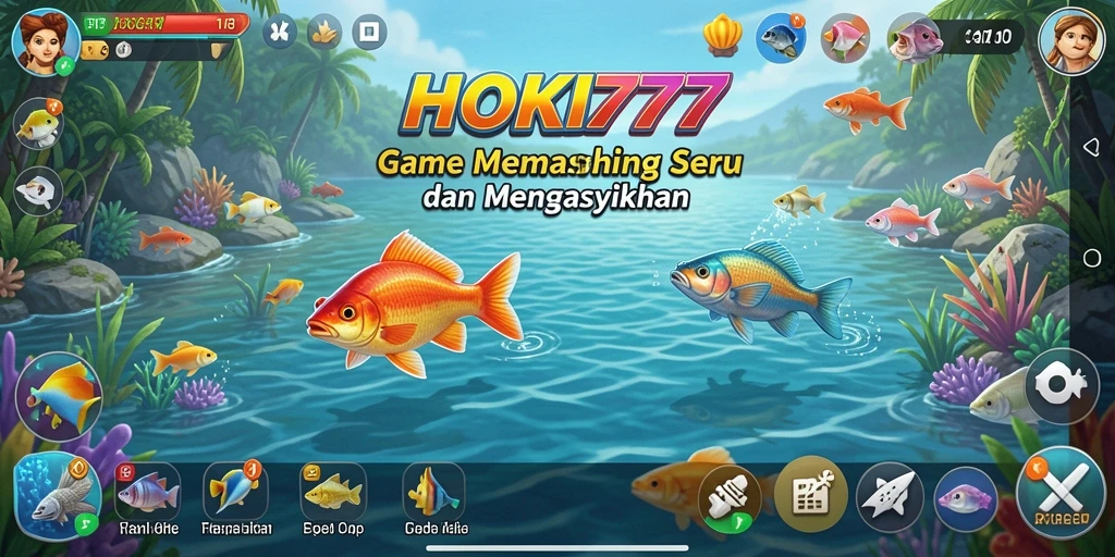 Screenshot HOKI777 menampilkan aksi memancing yang mendebarkan dan berwarna-warni.