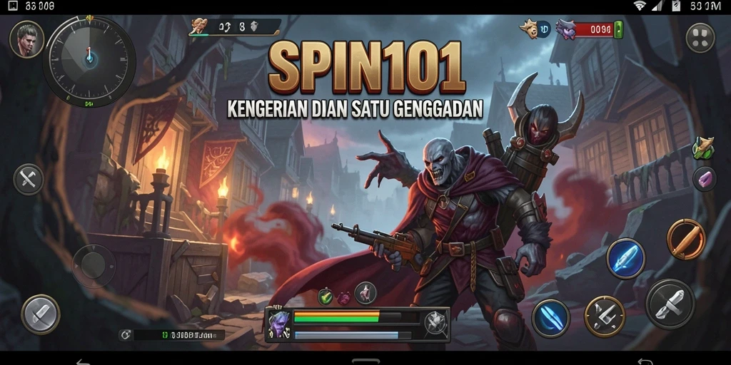 Tampilan gameplay SPIN101 yang menegangkan dan menyeramkan.