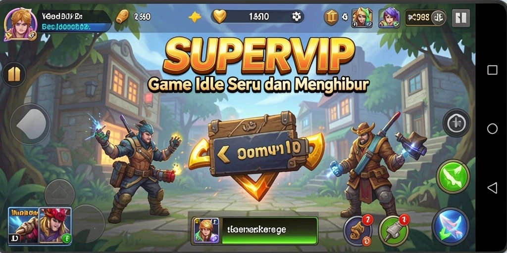 Tampilan gameplay SUPERVIP dengan elemen Idle yang menarik.